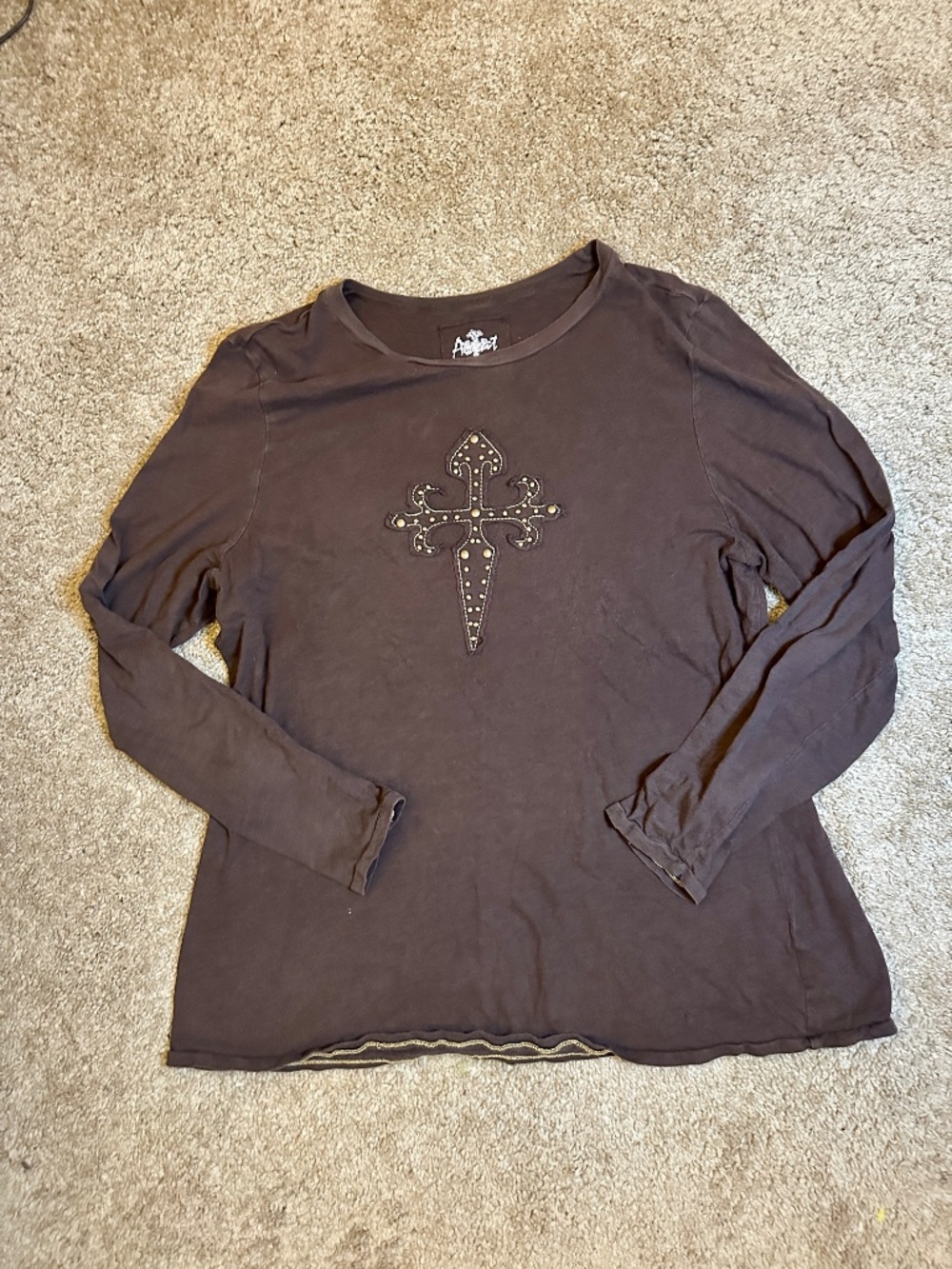 Brown and Gold Cross Detailed Shirt - Picture 4 of 5